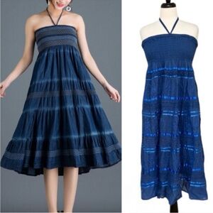 Sakkas Women’s Smocked Bodice Halter Neck Dress